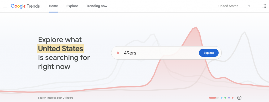 Google Trends' homepage