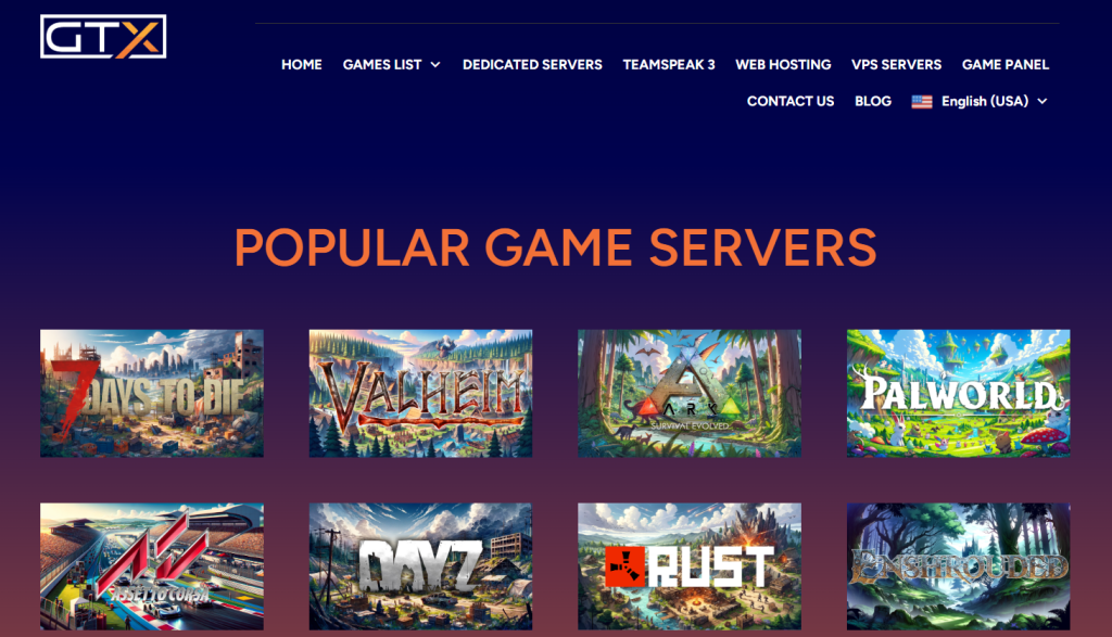 GTXgaming website landing page