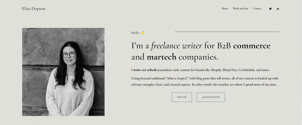 A freelance writer Elise Dopson's website
