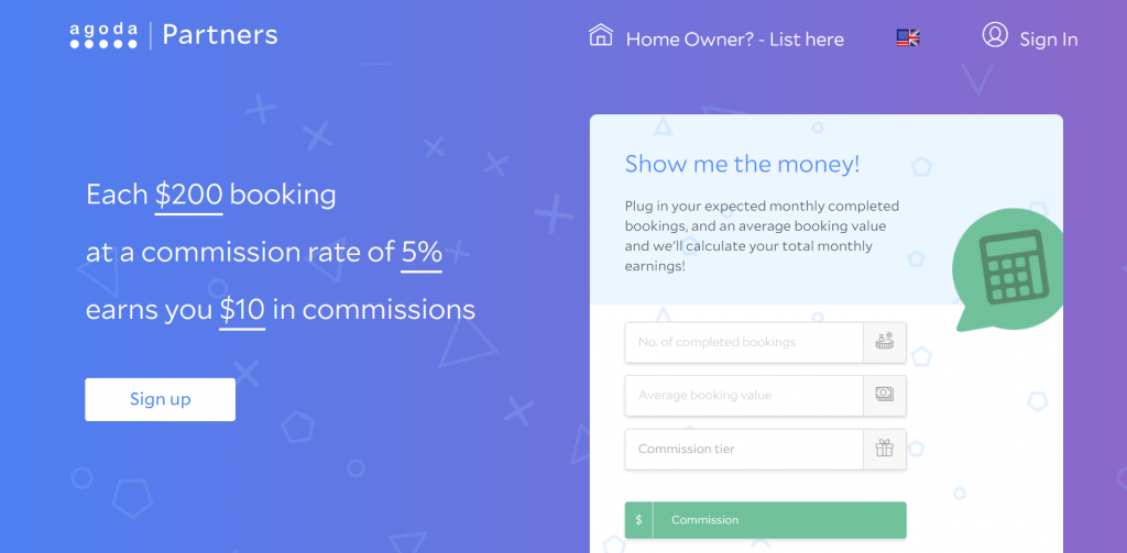 Agoda affiliate program landing page
