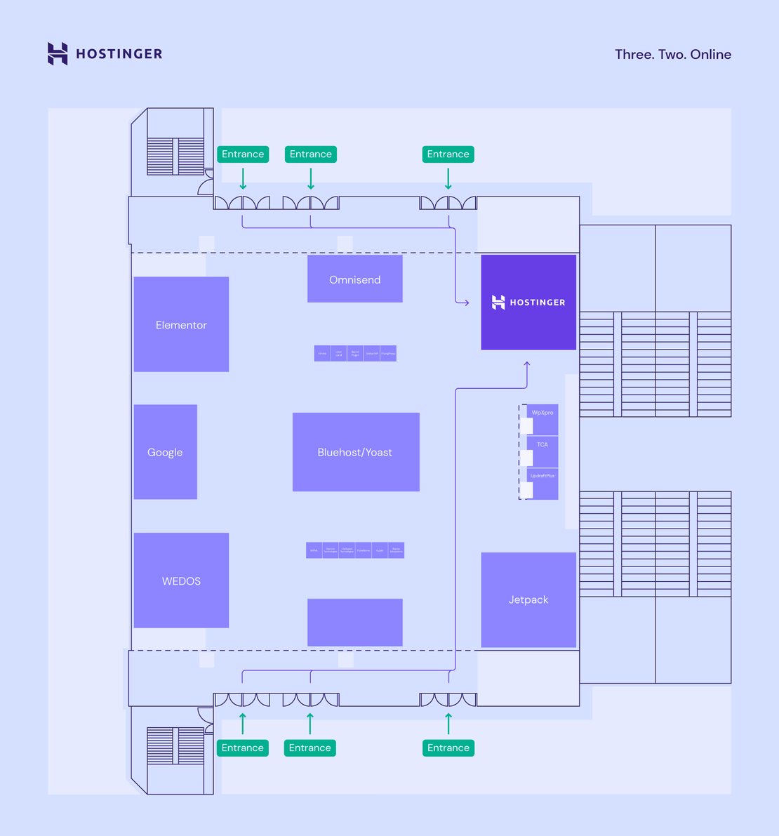 the floor map of Hostinger booth location in WordCamp Asia 2024 Taipei, Taiwan