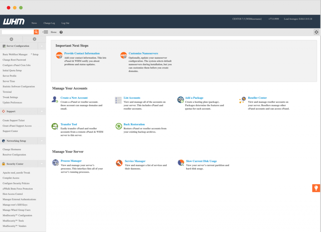 cpanel dashboard 