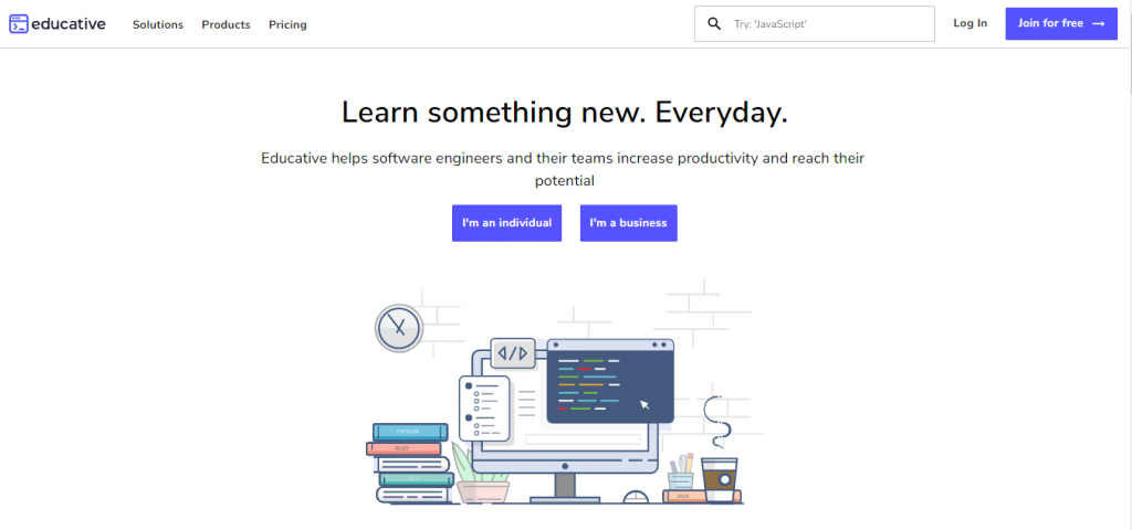 Educative website homepage
