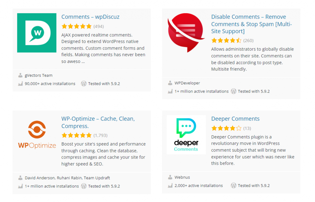 Examples of WordPress comment plugins