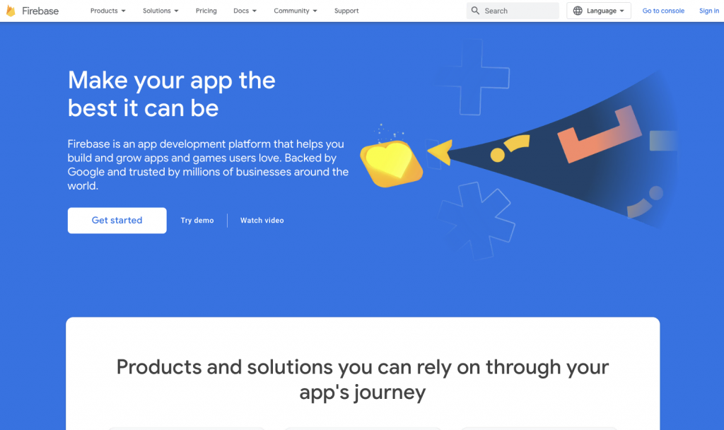 Firebase landing page