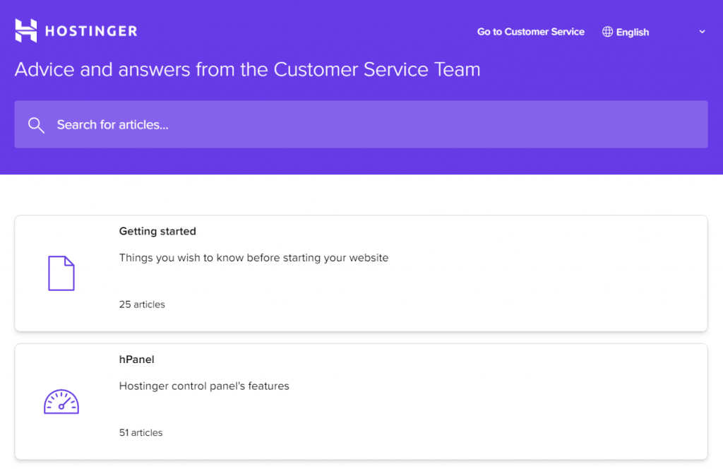 Hostinger's knowledge base