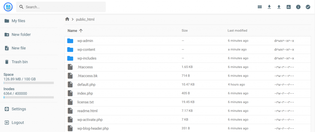 File Manager page on hPanel (beta version)