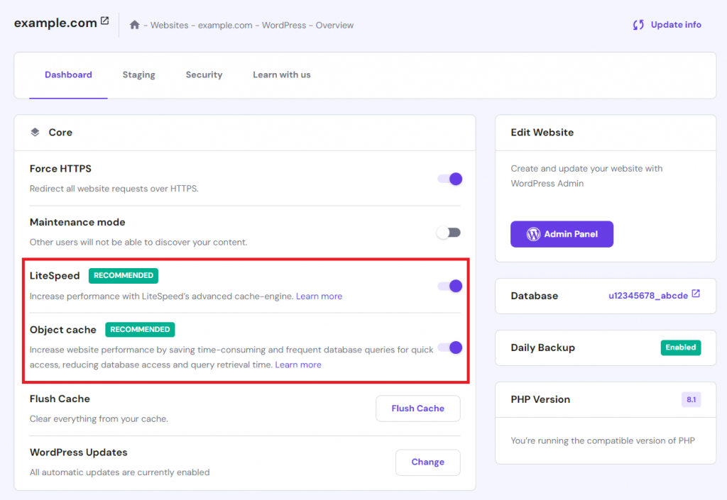 Activating LiteSpeed on Hostinger's hPanel