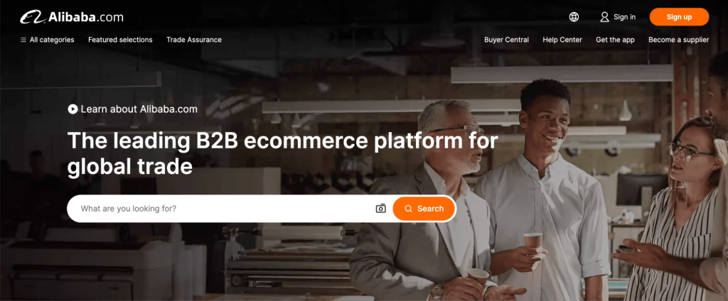 Alibaba landing page