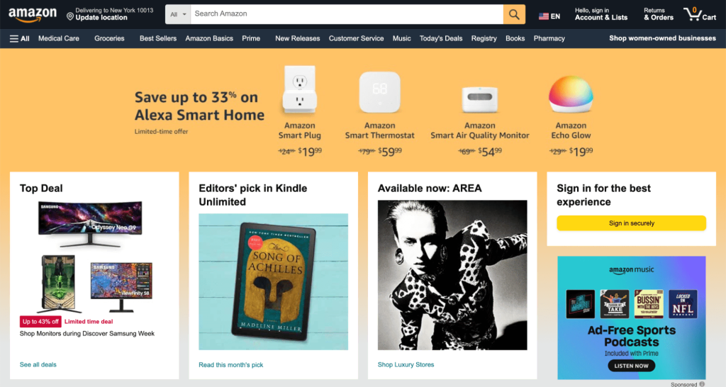Amazon landing page