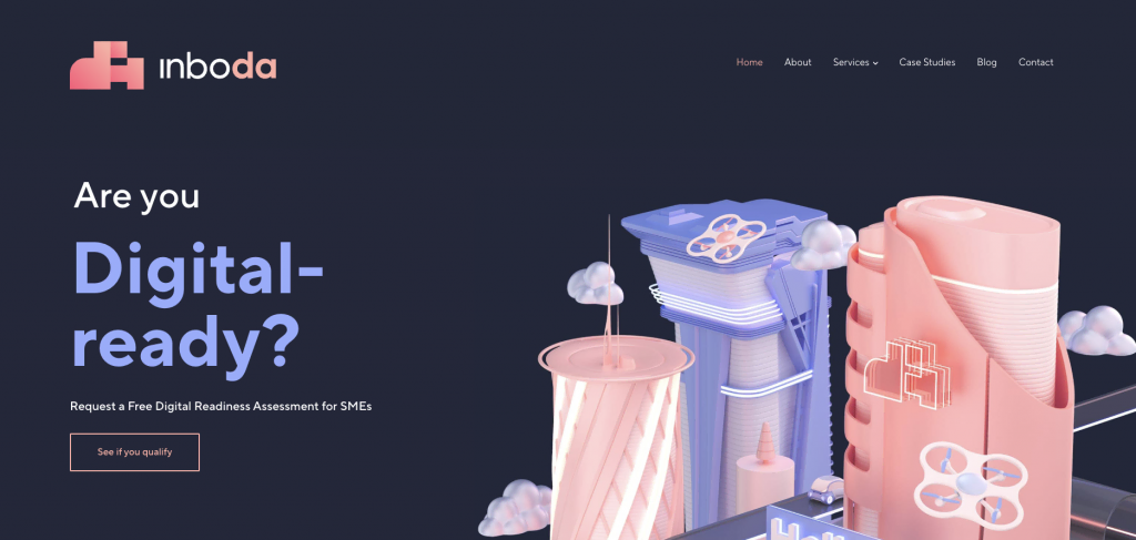 Inboda website landing page