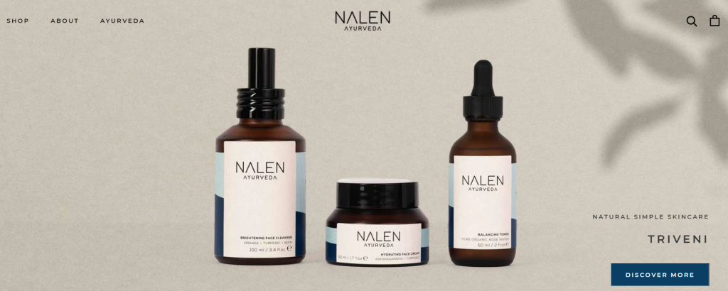 Nalen Ayurveda, an ecommerce site built on Zyro
