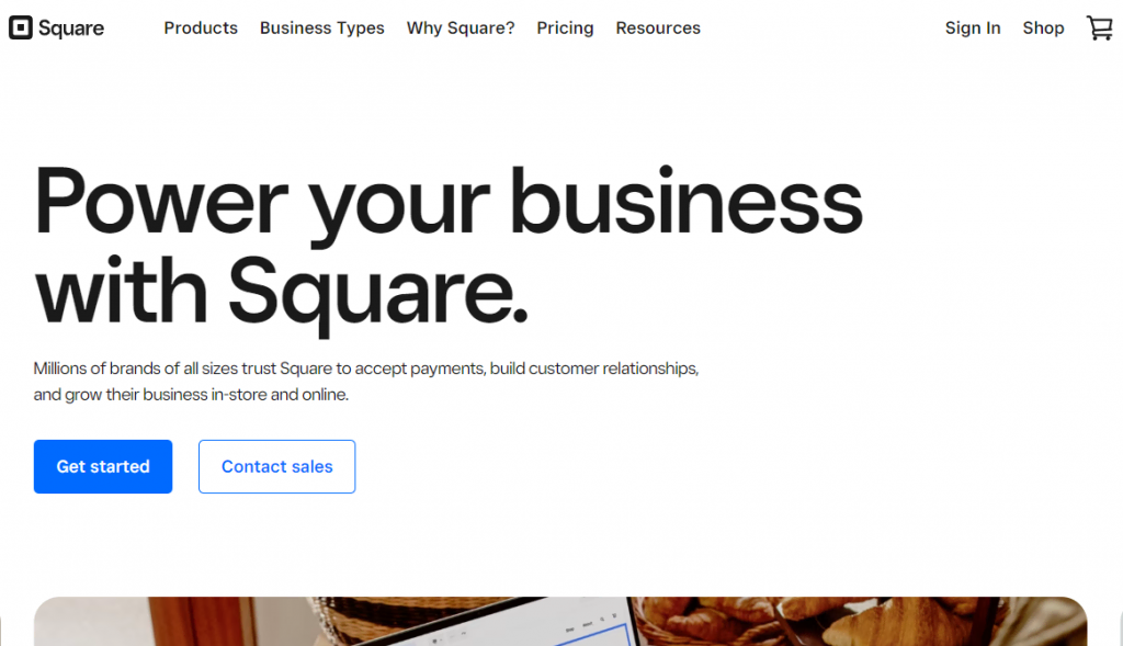 Square Online's, a free eCommerce platform, landing page